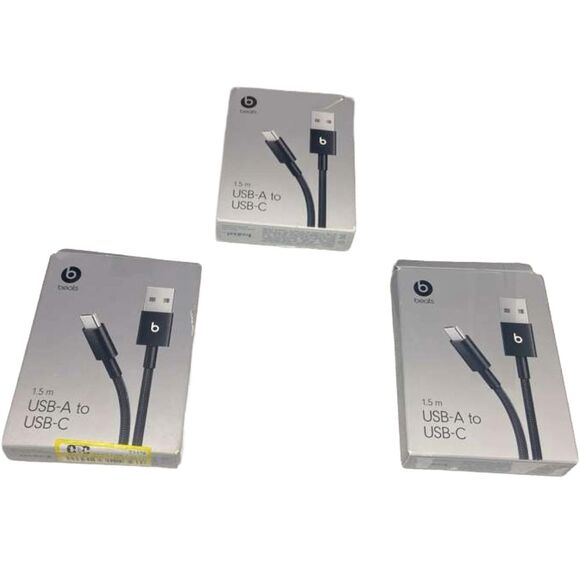 Beats USB‑A to USB‑C Woven Charging Cable 1.5m 5ft Lot of 3 Fast Charge Box Wear - Picture 2 of 8